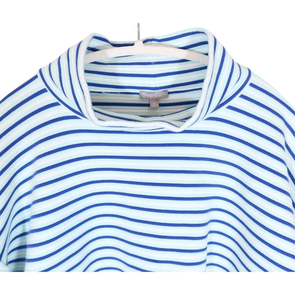 T By Talbots Textured Stripe Button Cuff Mock Nec… - image 3